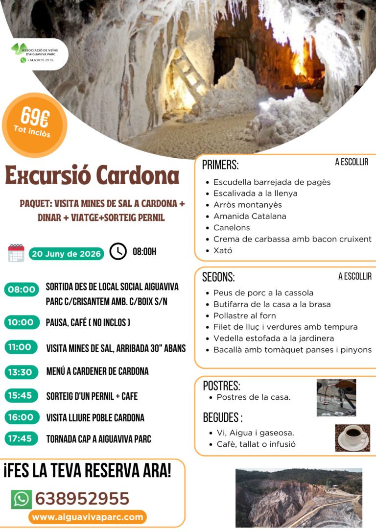 EXCURSIÓ MINES DE SAL CARDONA 20 JUNY 2026